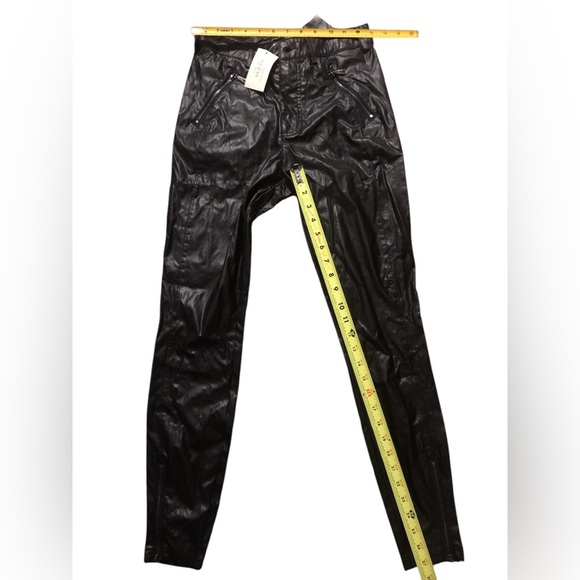 Guess‎ black leather zippered rocker crinkled rock n roll biker pants size 6 new - Picture 11 of 11